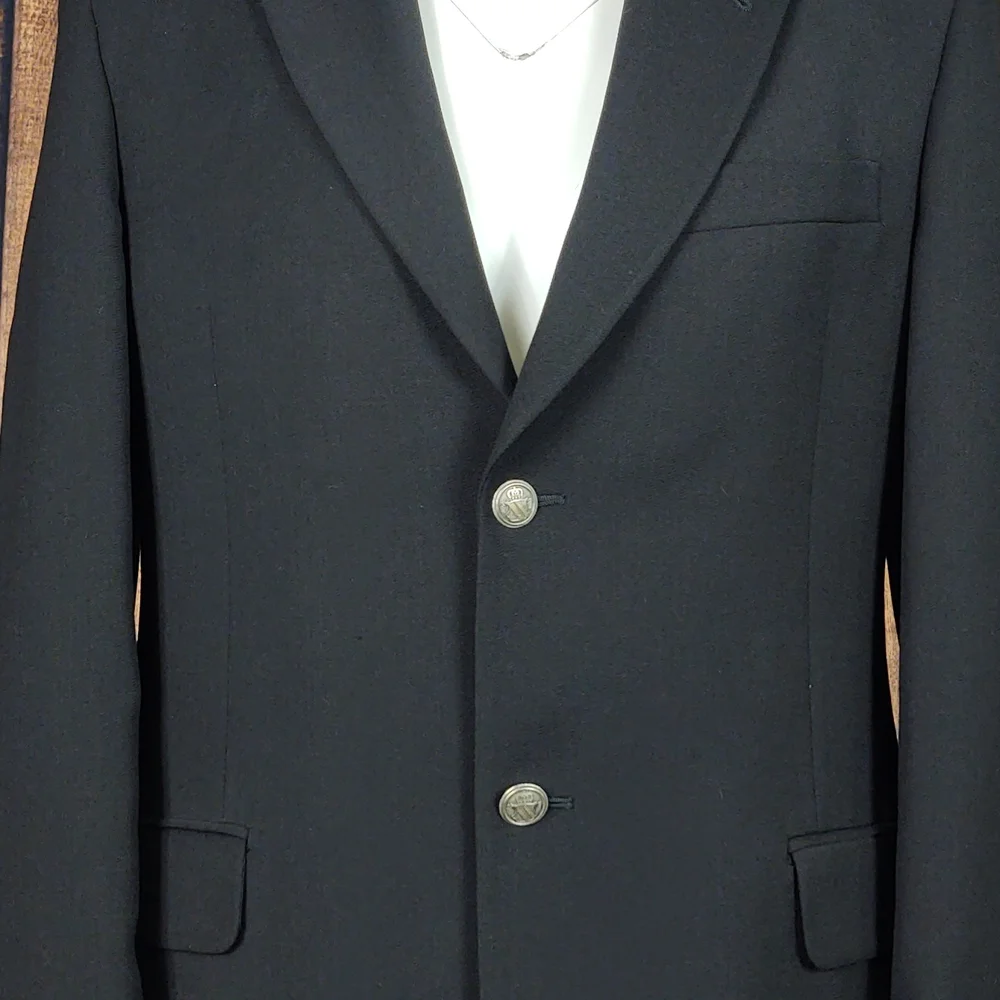 Vtg 2 Button Wool Black Modern Fit Men's Blazer Like New